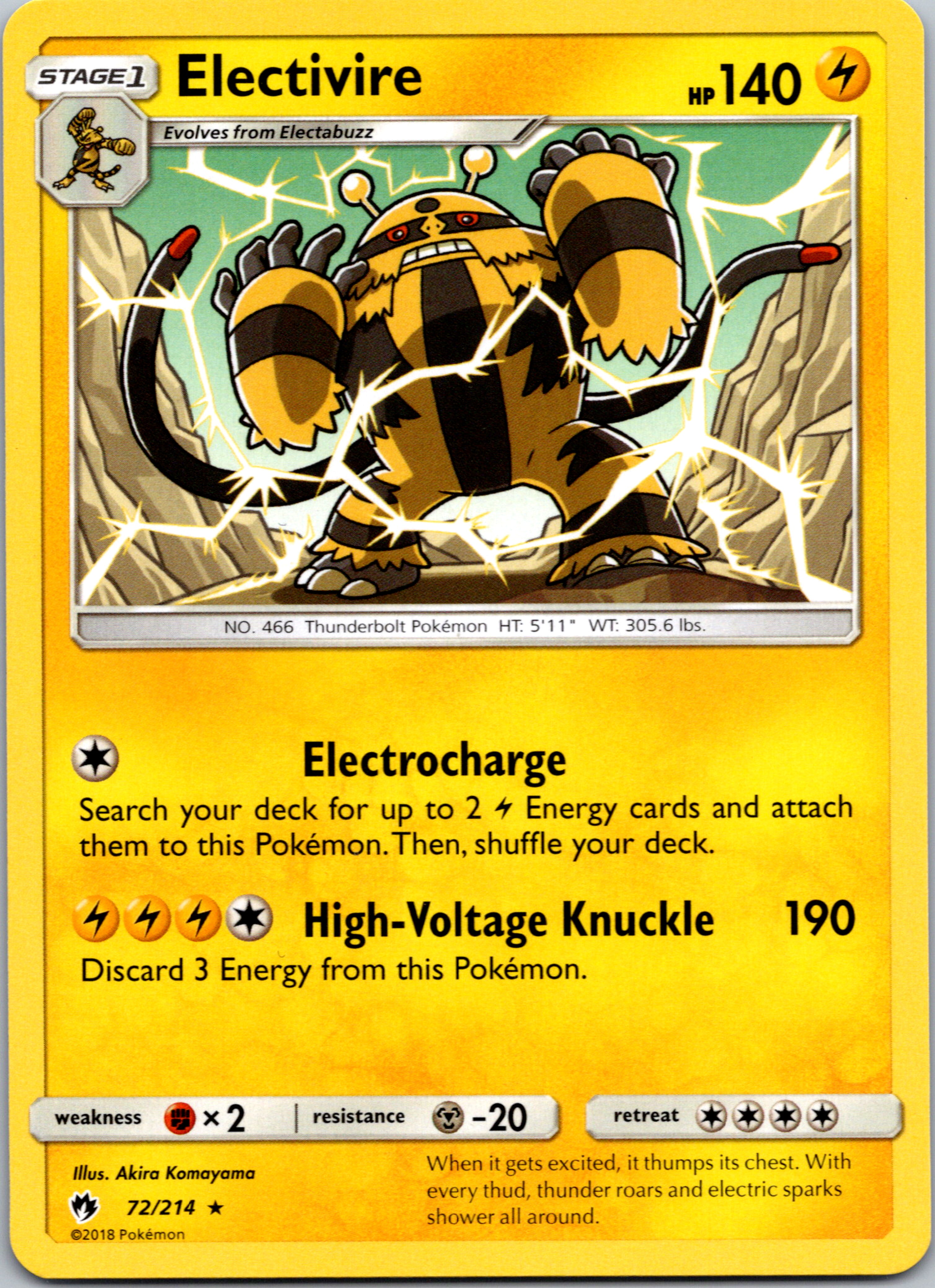 Electivire (72/214) [Sun & Moon: Lost Thunder]