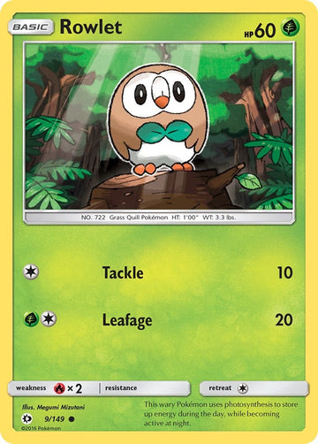 Rowlet [9/149] [Sun & Moon Base Set] Reverse Holofoil