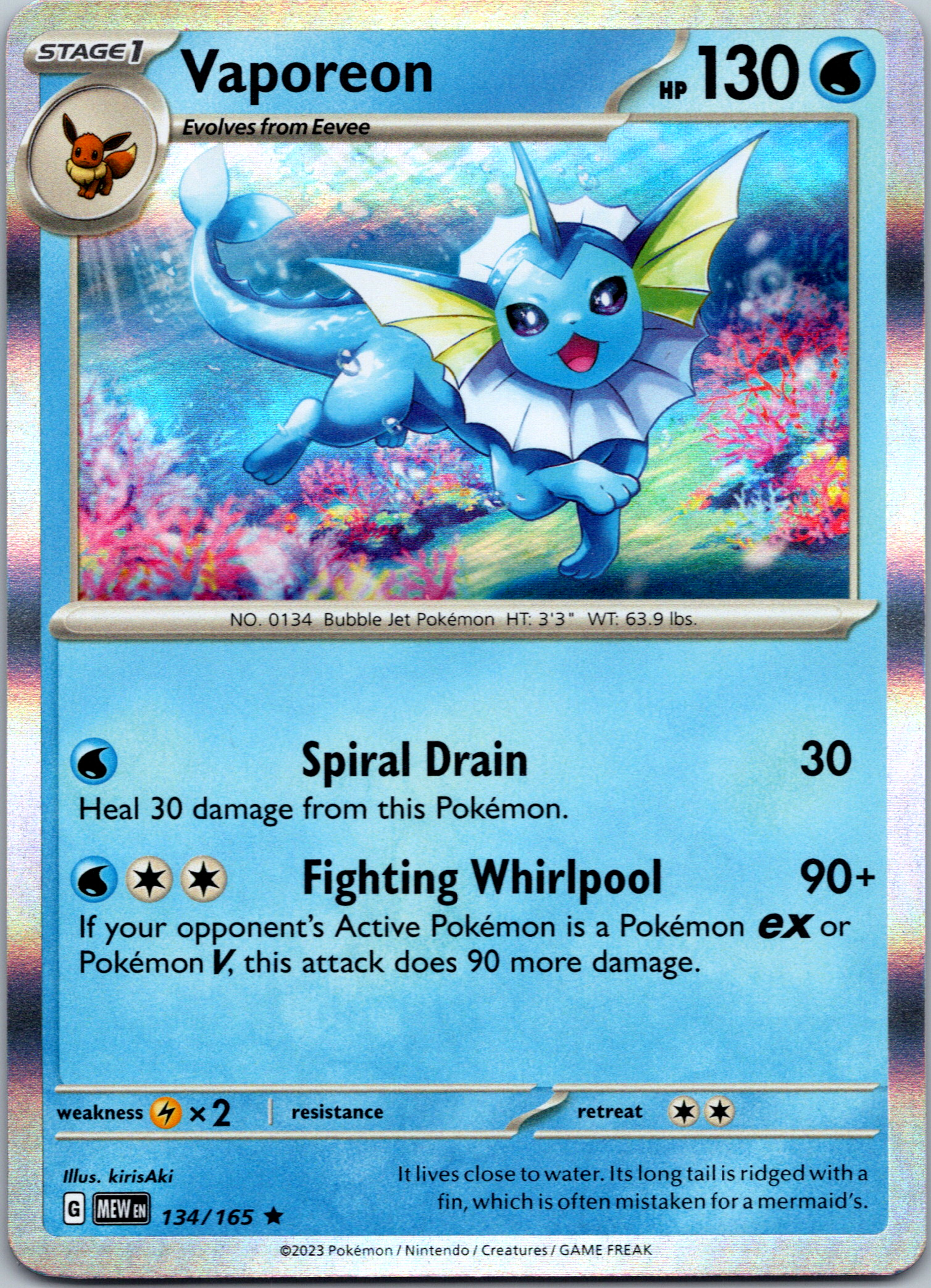 Vaporeon (134/165) [Scarlet & Violet:  151] Holofoil