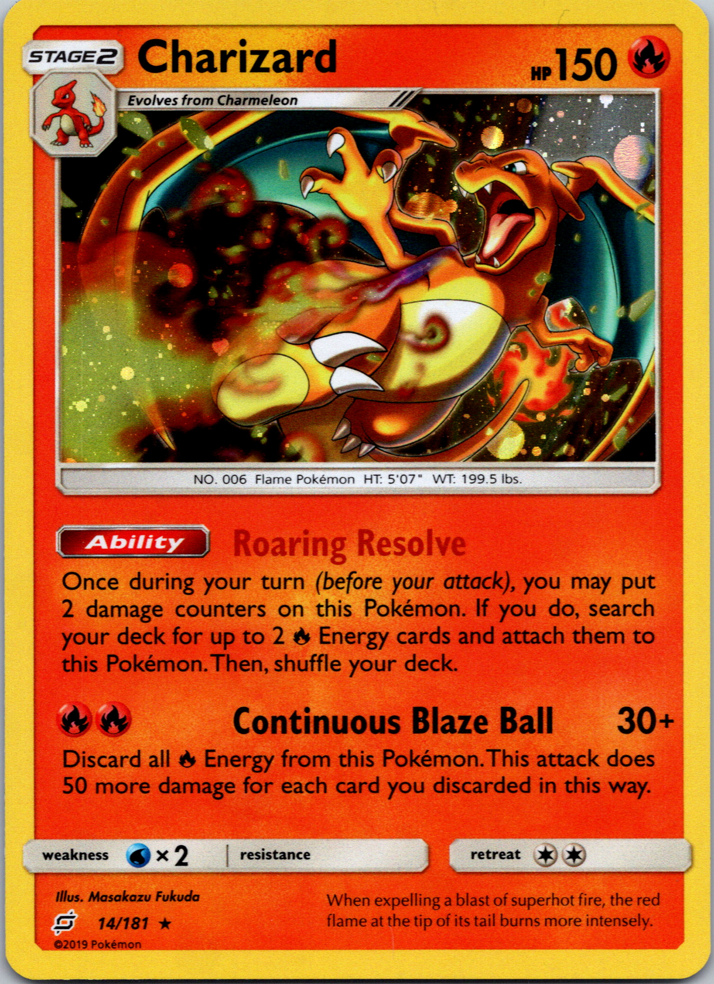 Charizard (14/181) (Cosmos Holo) [Sun & Moon: Team Up]