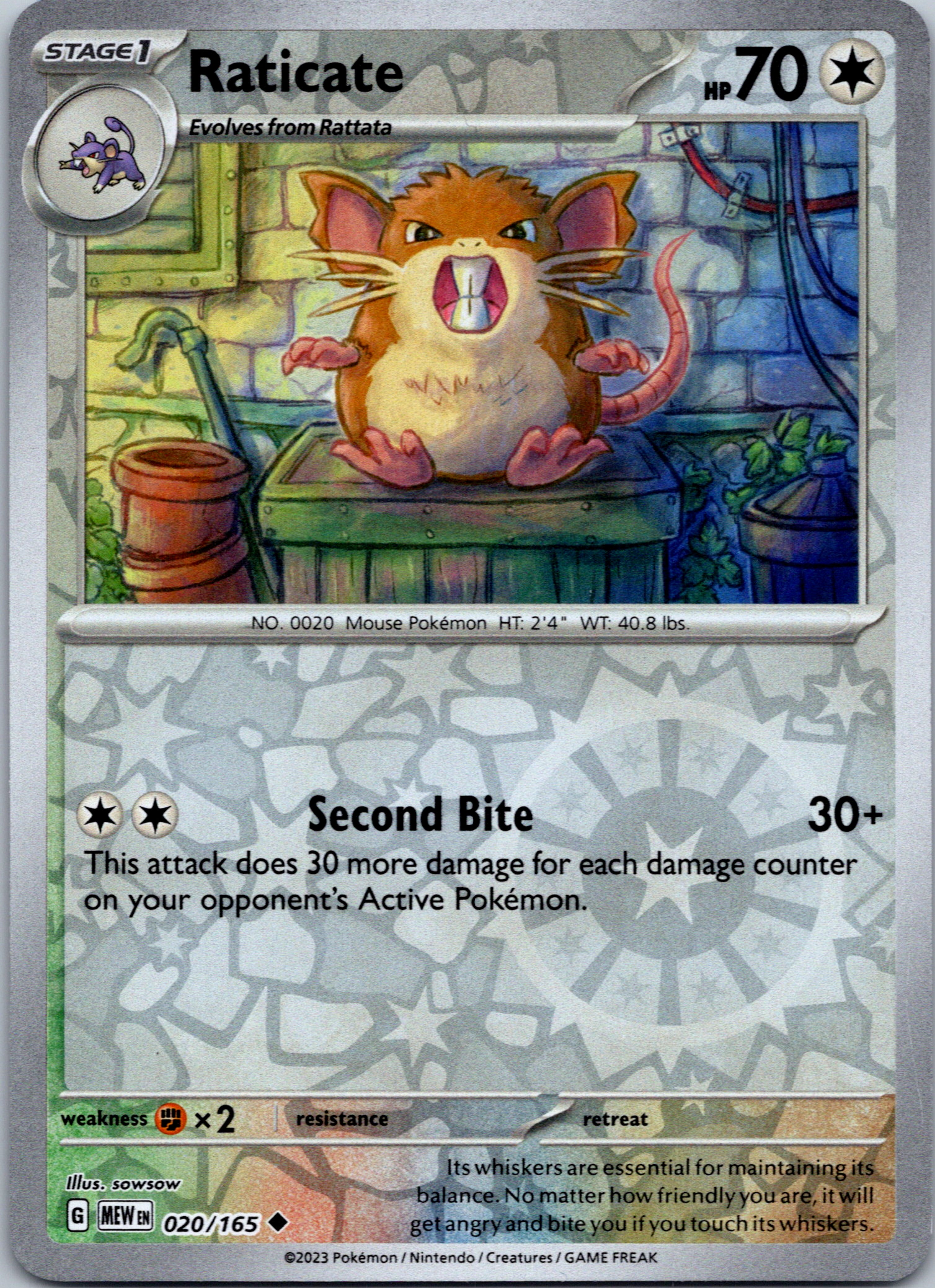 Raticate (020/165) [Scarlet & Violet:  151] Reverse Holofoil