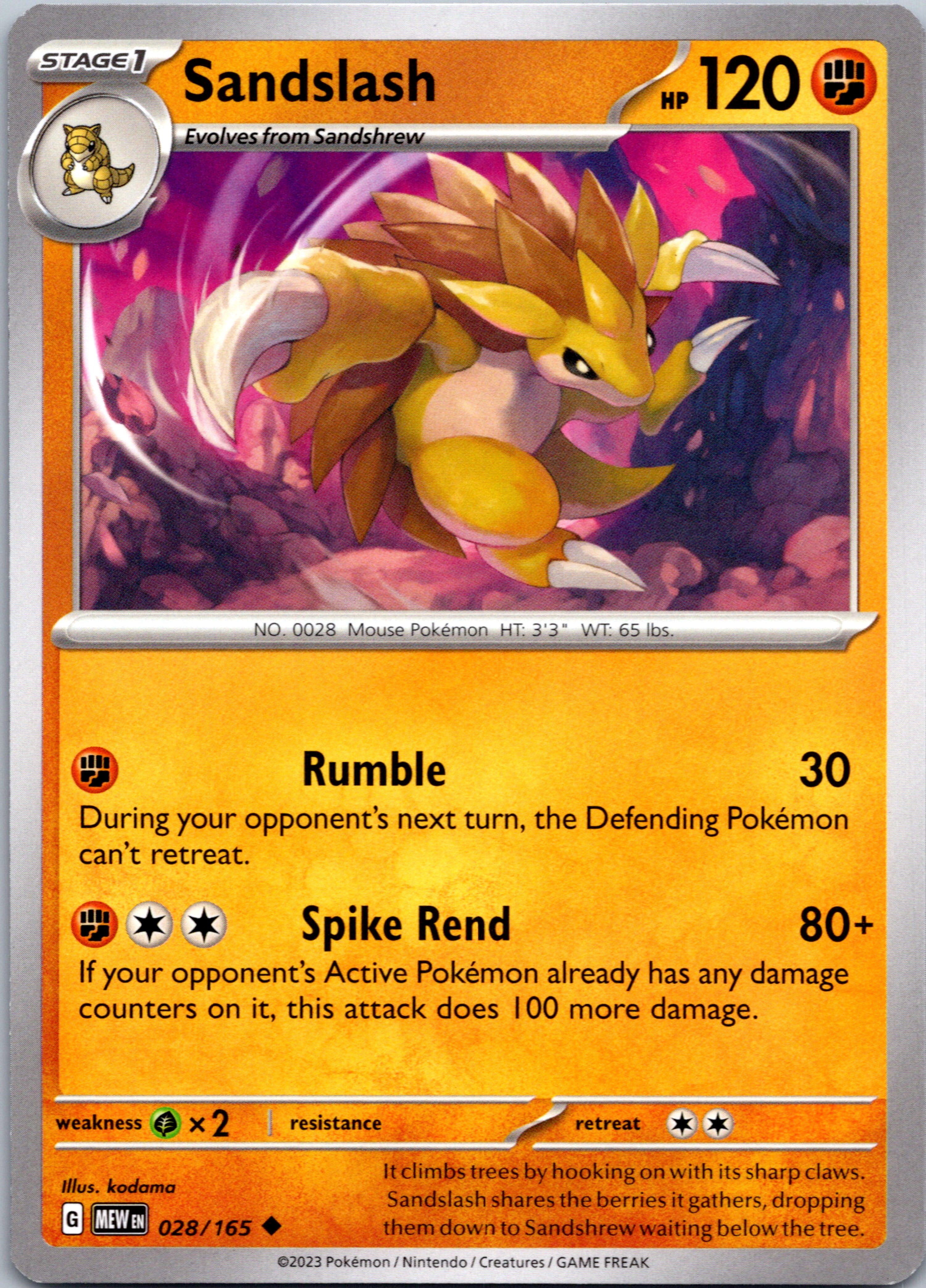 Sandslash (028/165) [Scarlet & Violet:  151]