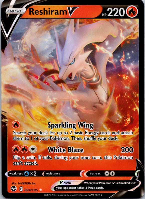 Reshiram V (024/195) [Sword & Shield: Silver Tempest]