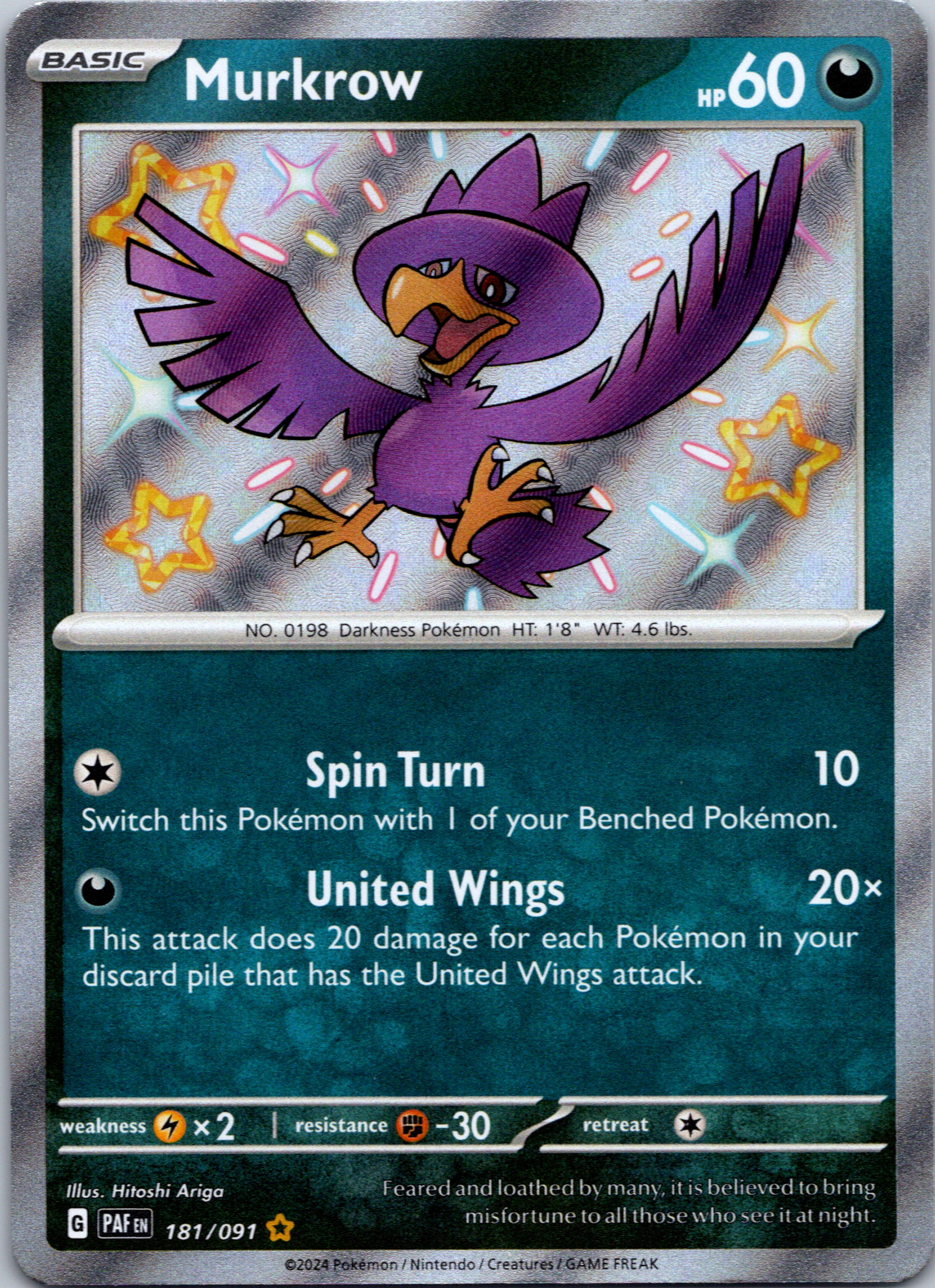 Murkrow [181/091] - (Paldean Fates) Holofoil