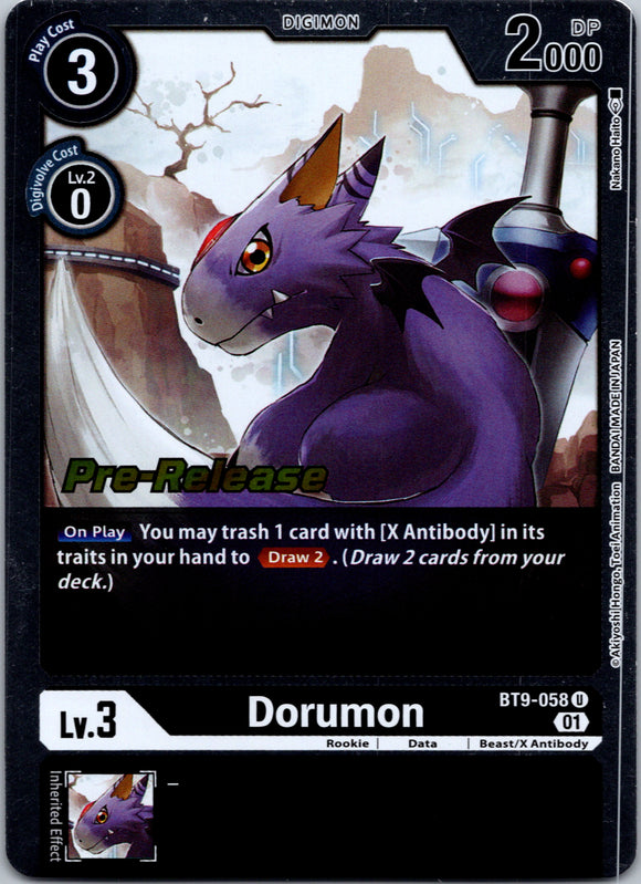 Dorumon [BT9-058] [X Record Pre-Release Cards] Foil
