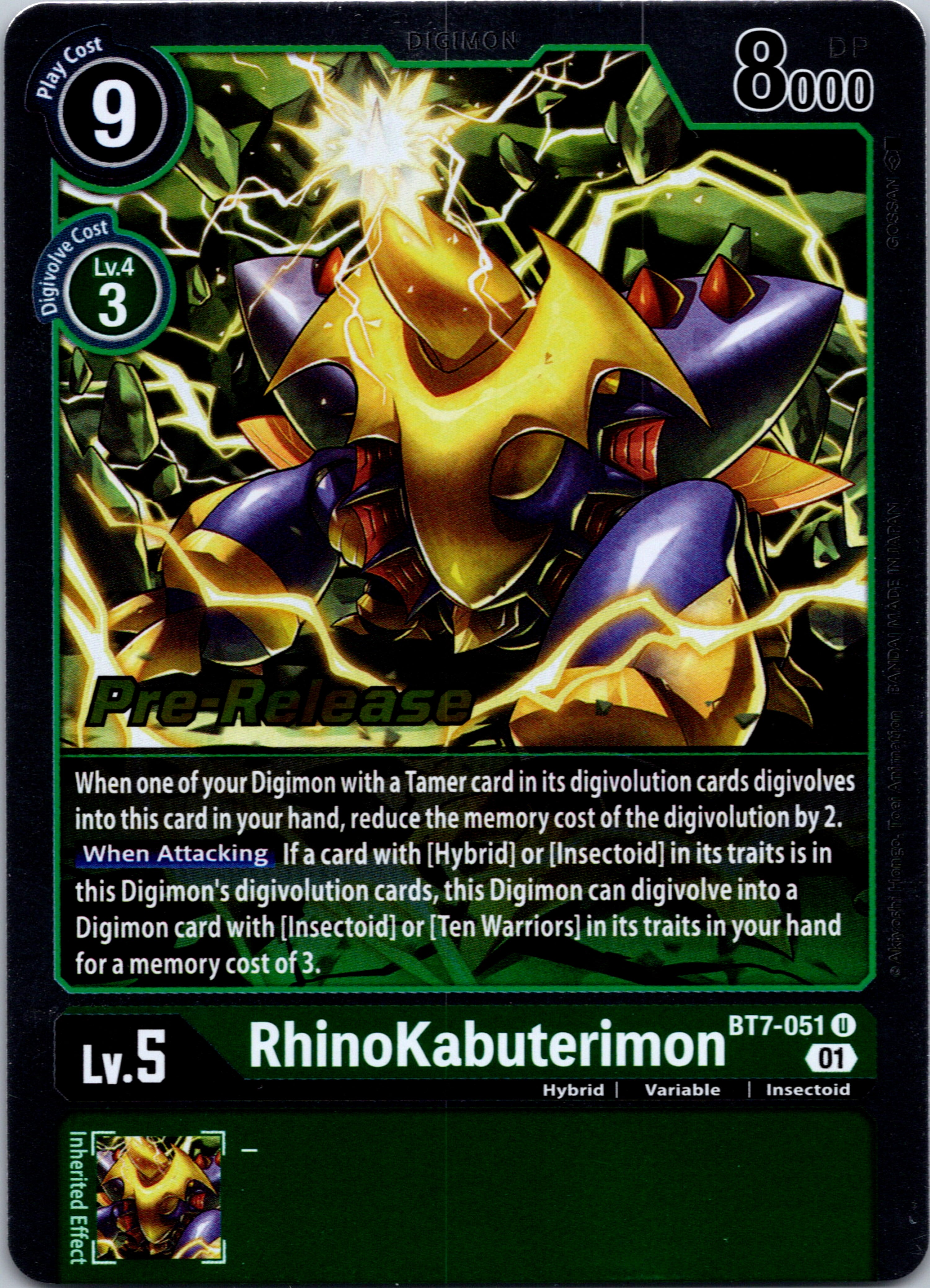 Rhinokabuterimon [BT7-051] [Next Adventure Pre-Release Cards] Foil