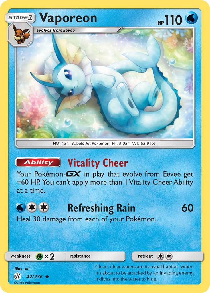 Vaporeon [42/236] [SM - Cosmic Eclipse] Reverse Holofoil
