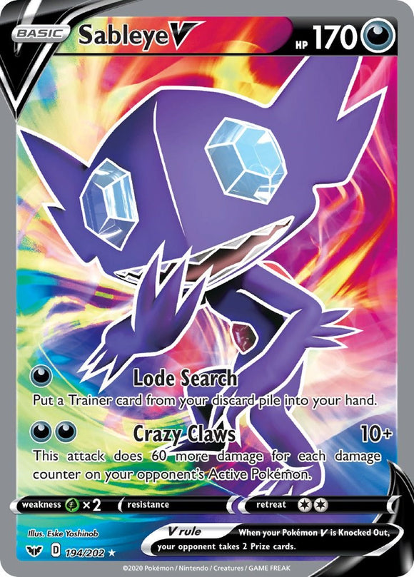 Sableye V (Full Art) (194/202) [SWSH01: Sword & Shield Base Set]