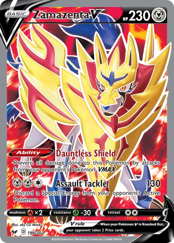 Zamazenta V (Full Art) (196/202) [SWSH01: Sword & Shield Base Set]