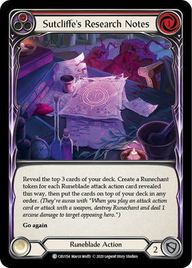 Sutcliffe's Research Notes (Red) [CRU154] [Crucible of War] Unlimited Edition Rainbow Foil