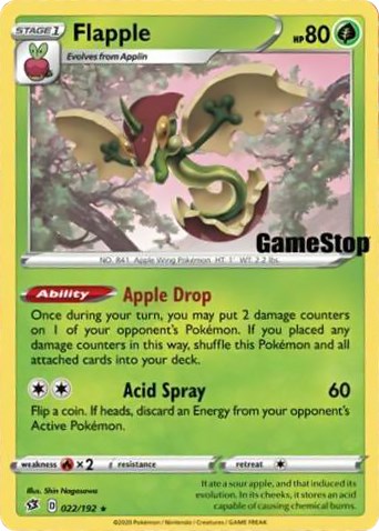 Flapple - 022/192 (Gamestop Exclusive) [022/192] [Miscellaneous Cards & Products] Holofoil