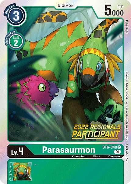 Parasaurmon (2022 Championship Online Regional) [Online Participant] [BT6-048 C] [Double Diamond] Foil