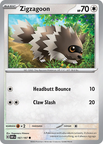 Zigzagoon [167/197] [Obsidian Flames] Reverse Holofoil