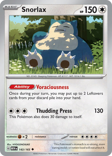 Snorlax (143/165) [Scarlet & Violet:  151] Reverse Holofoil