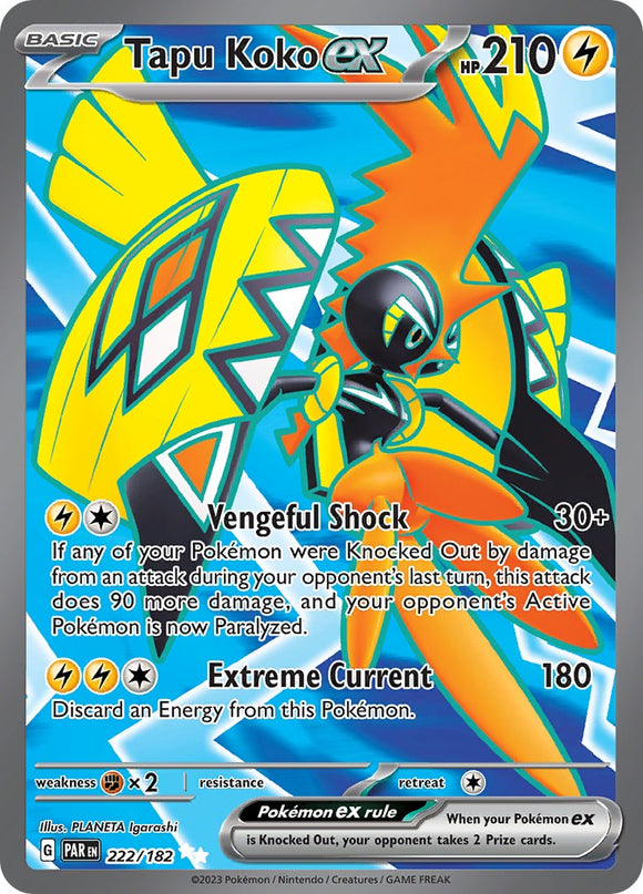 Tapu Koko ex (222/182) - [Scarlet & Violet: Paradox Rift] Holofoil