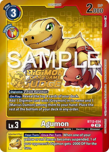 Agumon - BT12-034 (Judge Pack 5) [BT12-034] [Across Time] Foil