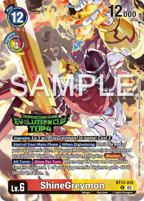 ShineGreymon - BT13-018 (2024 Evolution Cup Top 4) [BT13-018 R] [Versus Royal Knights] Foil