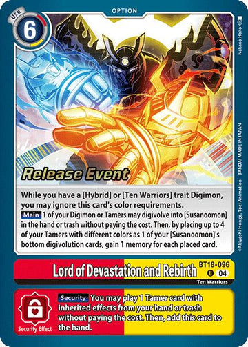 Lord of Devastation and Rebirth [BT18-096 U] [Release Special Booster 2.0 Celebration Event Cards] Foil