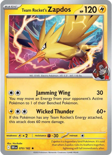 Team Rocket's Zapdos [070/182] [Destined Rivals] Reverse Holofoil