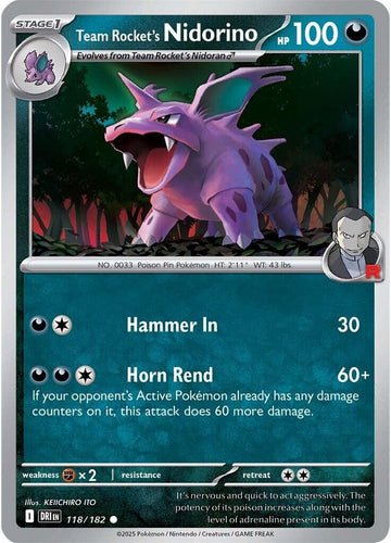 Team Rocket's Nidorino [118/182] [Destined Rivals] Reverse Holofoil