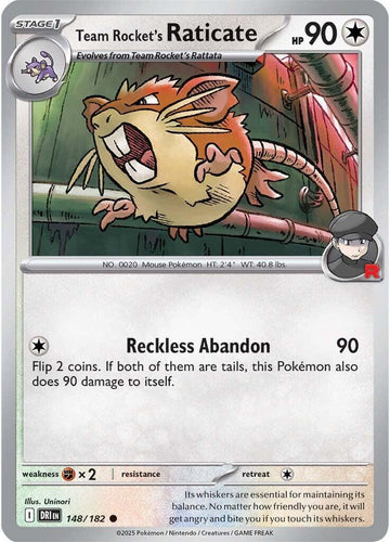 Team Rocket's Raticate - 148/182 [148/182] [Destined Rivals] Reverse Holofoil
