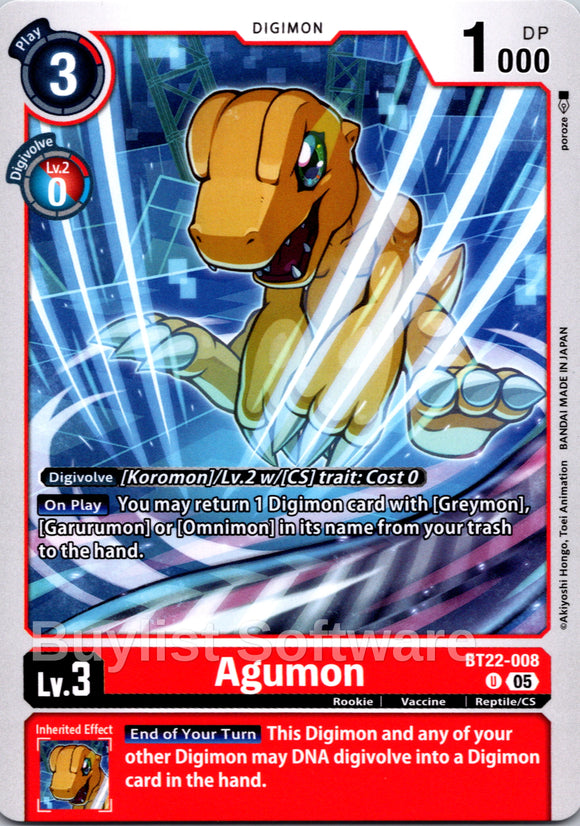 Agumon [BT22-008 U] [Cyber Eden]