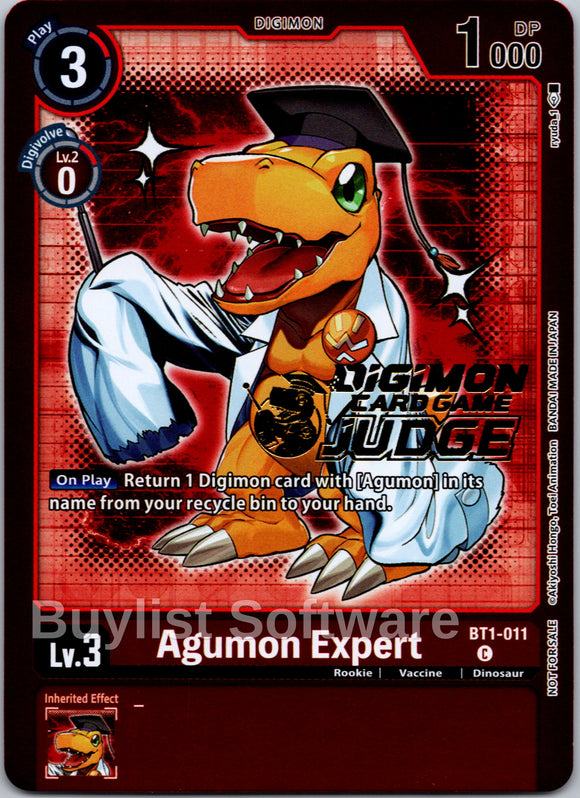 Agumon Expert - BT1-011 (Judge Pack 4) [BT1-011] [Release Special Booster] Foil