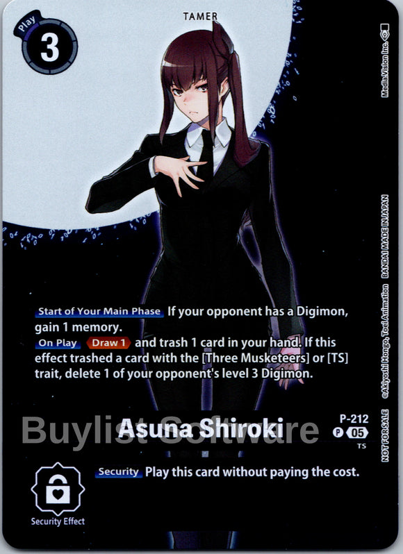 Asuna Shiroki (Hacker's Slumber Box Promotion Pack) [P-212 P] [Digimon Promotion Cards] Foil