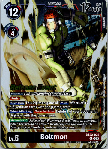Boltmon [BT22-078 U] [Cyber Eden Release Event Cards] Foil