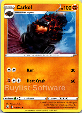 Carkol (106/192) [Sword & Shield: Rebel Clash]