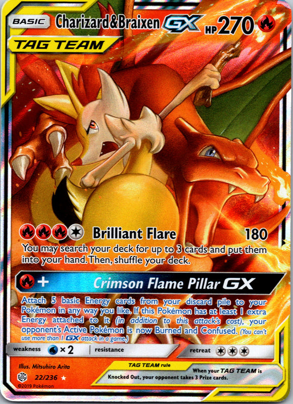 Charizard & Braixen GX [22/236] [Cosmic Eclipse] Holofoil