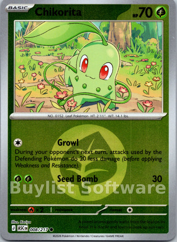 Chikorita (Energy Symbol Pattern) [008/217] [Ascended Heroes] Reverse Holofoil