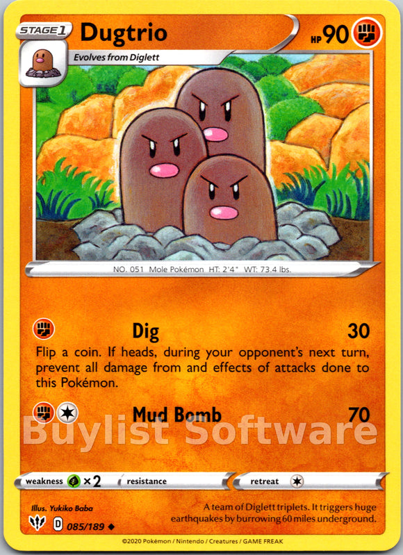 Dugtrio [085/189] [Darkness Ablaze] Reverse Holofoil