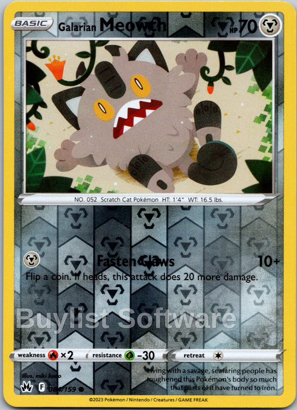 Galarian Meowth [084/159] [Crown Zenith] Reverse Holofoil