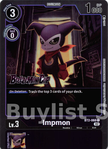 Impmon (Alternate Art) [BT2-068] [Starter Deck 14: Beelzemon Advanced Deck Set Pre-Release Cards] Foil