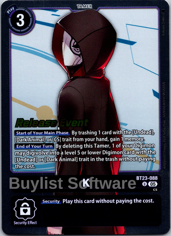 K [BT23-088 U] [Hackers' Slumber Release Event Cards]