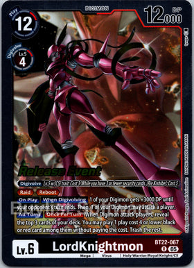 LordKnightmon [BT22-067 R] [Cyber Eden Release Event Cards] Foil