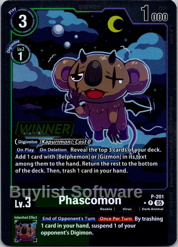 Phascomon (Store Tournament 2025 Vol.4 Winner Pack) [P-201 P] [Digimon Promotion Cards] Foil