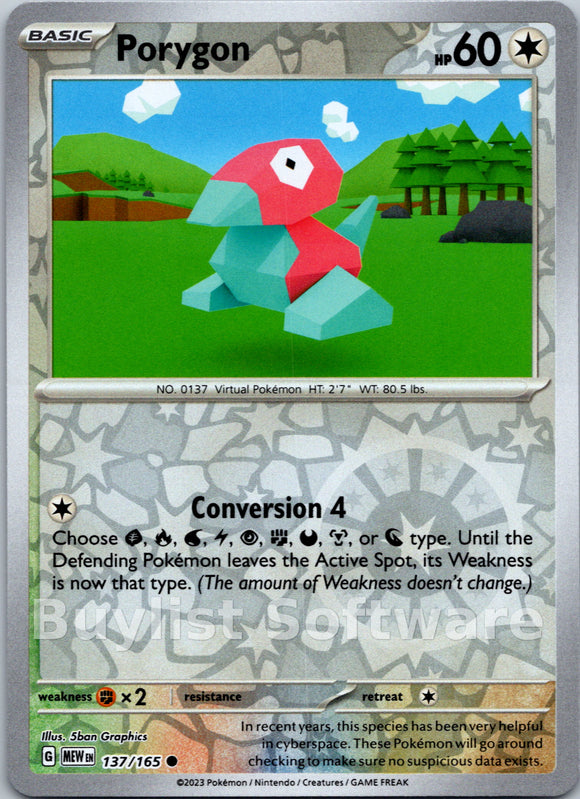 Porygon (137/165) [Scarlet & Violet:  151] Reverse Holofoil
