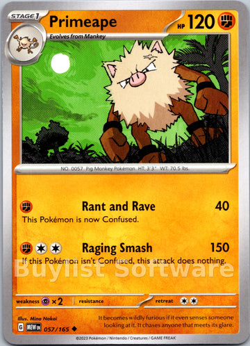 Primeape (057/165) [Scarlet & Violet:  151] Reverse Holofoil