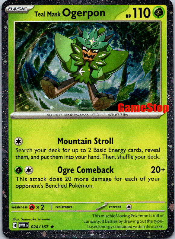 Teal Mask Ogerpon (Gamestop Exclusive) [024/167] [Twilight Masquerade] Holofoil
