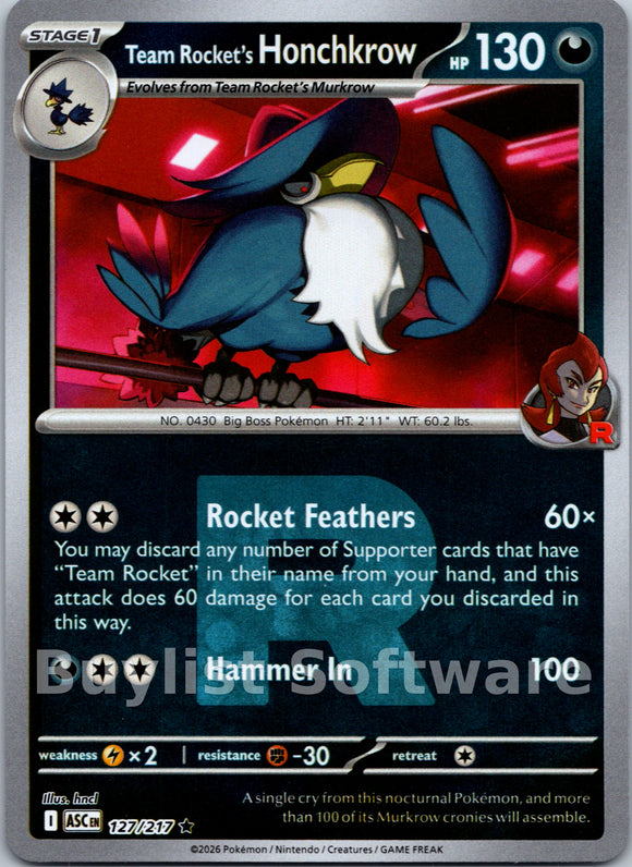 Team Rocket's Honchkrow (Team Rocket) [127/217] [Ascended Heroes] Reverse Holofoil