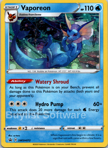 Vaporeon [SWSH072] [Sword & Shield Promo Cards] Holofoil