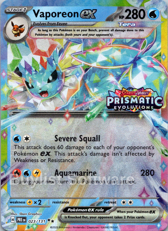 Vaporeon ex - 023/131 (Prismatic Evolutions Stamp) [023/131] [Prismatic Evolutions] Holofoil