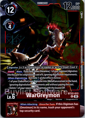 WarGreymon [BT22-013 R] [Cyber Eden] Foil