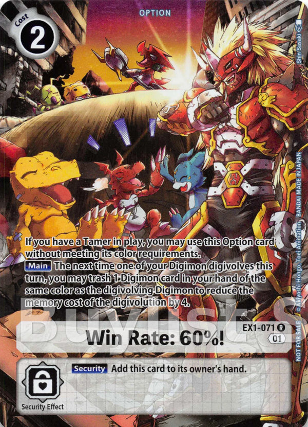 Win Rate: 60%! (Tamer's Evolution Box 2) [EX1-071] [Classic Collection] Foil