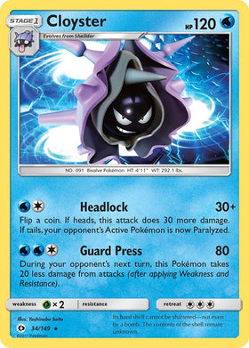 Cloyster [34/149] [Sun & Moon Base Set] Reverse Holofoil