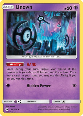 Unown (91) [91/214] [Lost Thunder] Reverse Holofoil