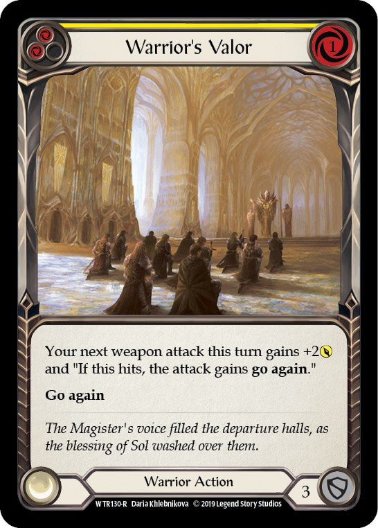 Warrior's Valor (Yellow) [WTR130] [Welcome to Rathe] Unlimited Edition Rainbow Foil