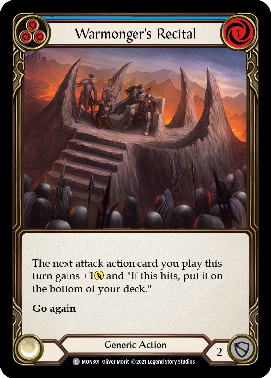 Warmonger's Recital (Blue) [MON301] [Monarch] 1st Edition Rainbow Foil